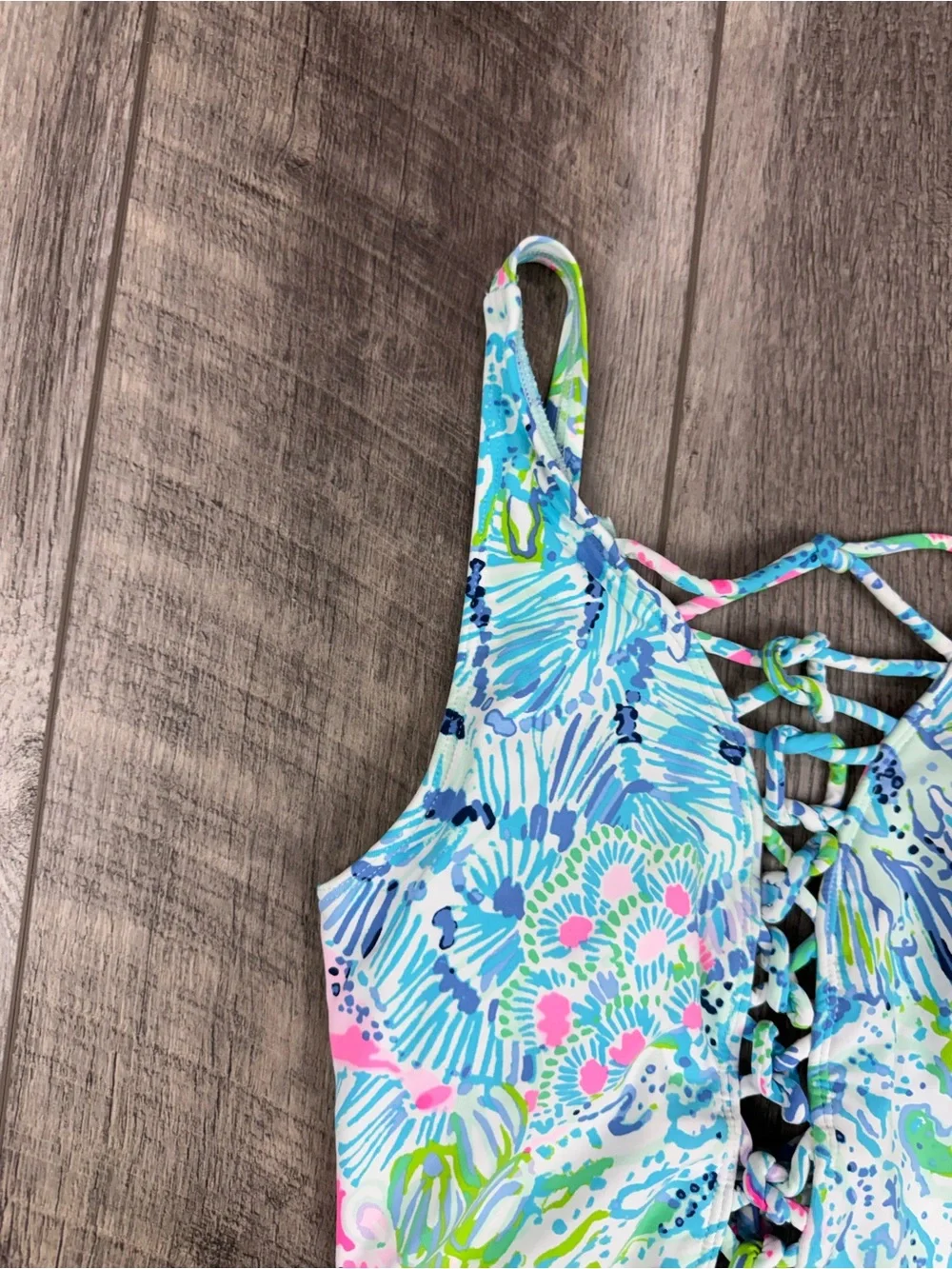 Lilly‎ Pulitzer Teal Lattice One Piece Swimsuit